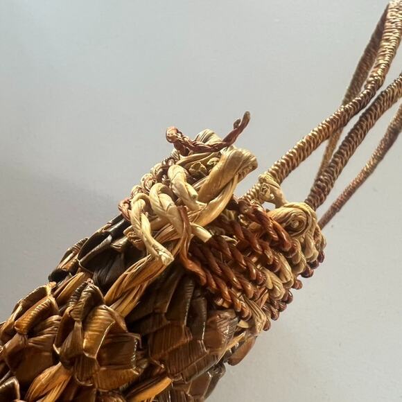 Wicker Rattan Woven Bohemian Two-toned Handbag Two Handle - Picture 11 of 14